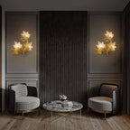 Gold Flush Mount Wall Light with Clear Glass Shades, 3-Light Modern Design