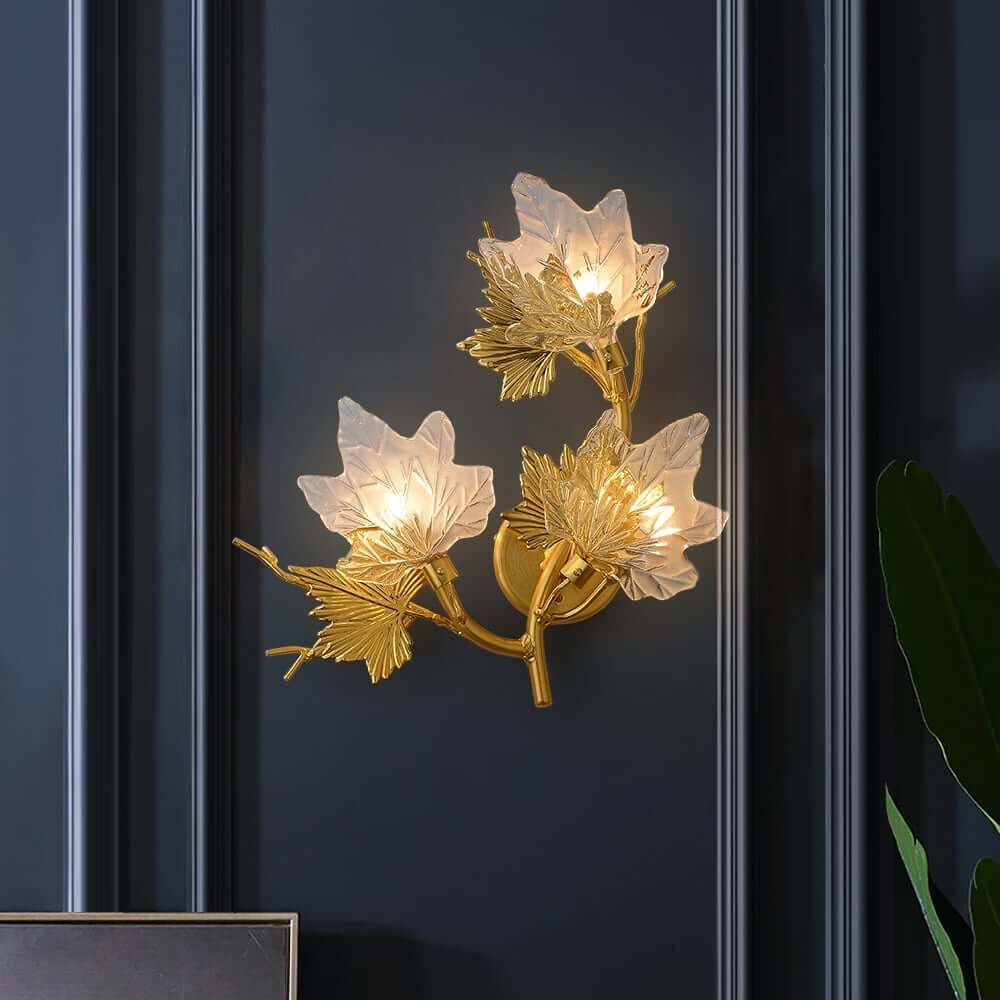 Gold Flush Mount Wall Light with Clear Glass Shades, 3-Light Modern Design Main Product Image