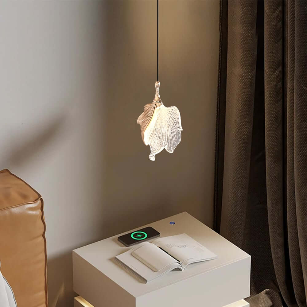 Gold Leaf Pendant Light with Integrated LED and 3-Color Mode Secondary image