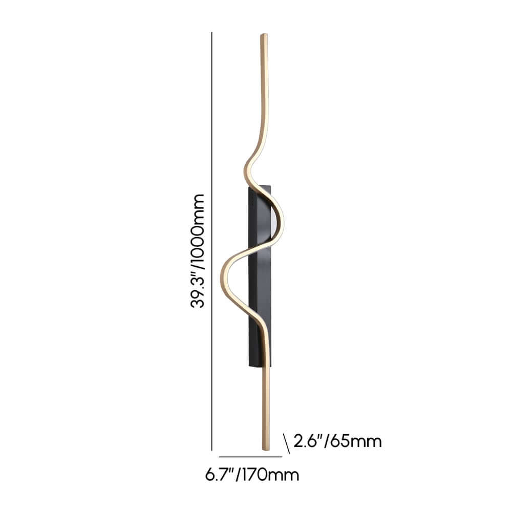 Gold Modern Armed Sconce Wall Light with Tri-Color LED Ambiance Dimensions