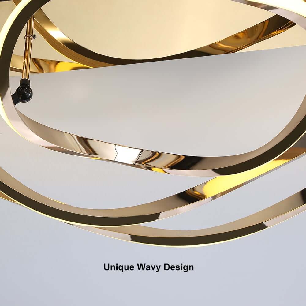 Gold Stainless Steel Modern Semi Flush Mount Light for Ambient Lighting