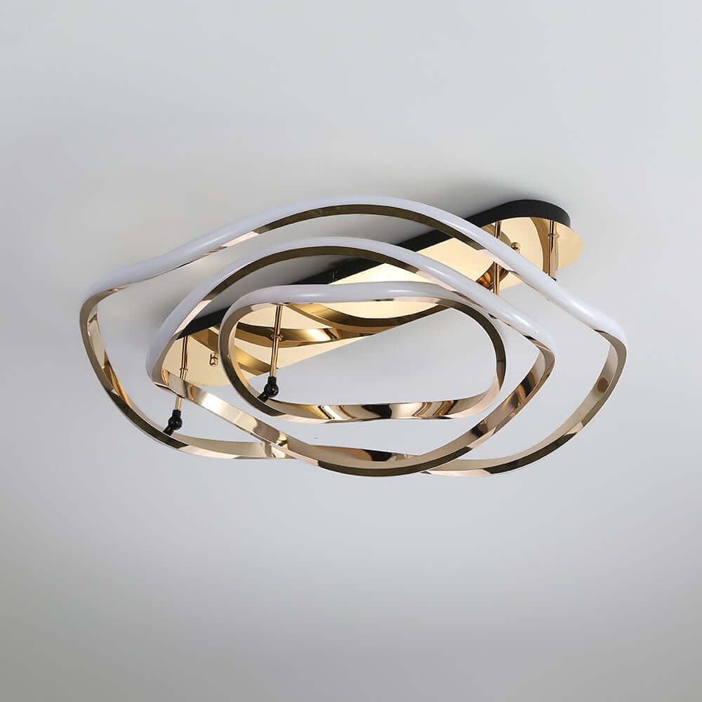 Gold Stainless Steel Modern Semi Flush Mount Light for Ambient Lighting