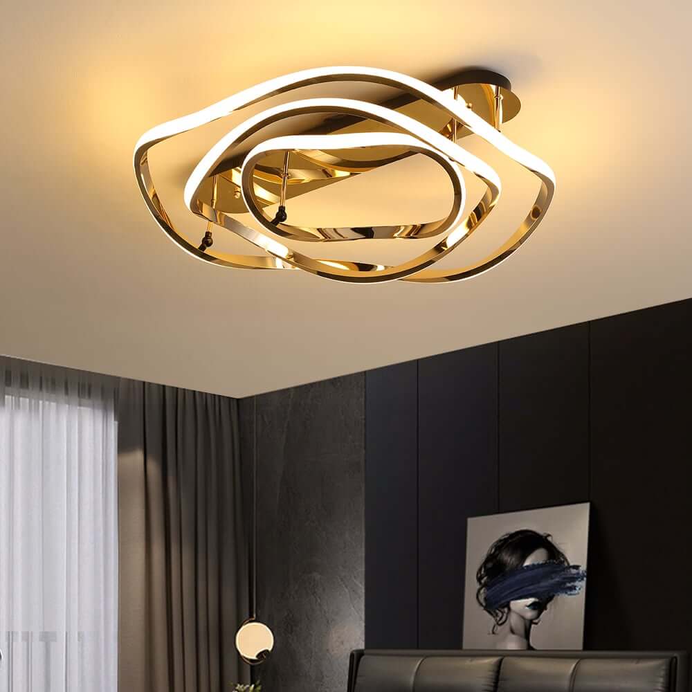 Gold Stainless Steel Modern Semi Flush Mount Light for Ambient Lighting Main Product Image