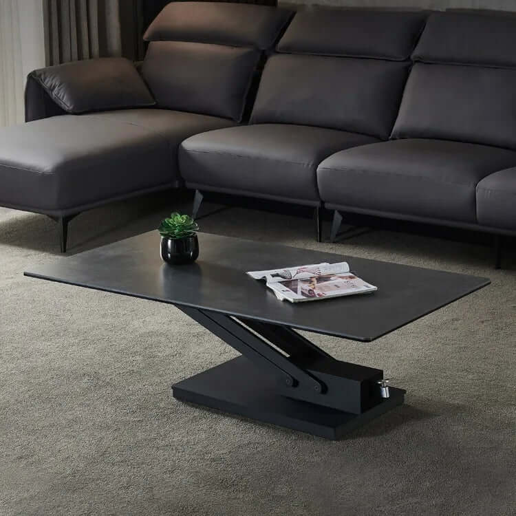 Golden Black Adjustable Height Rock Slab Coffee Table Main Product Image Image principale du produit
