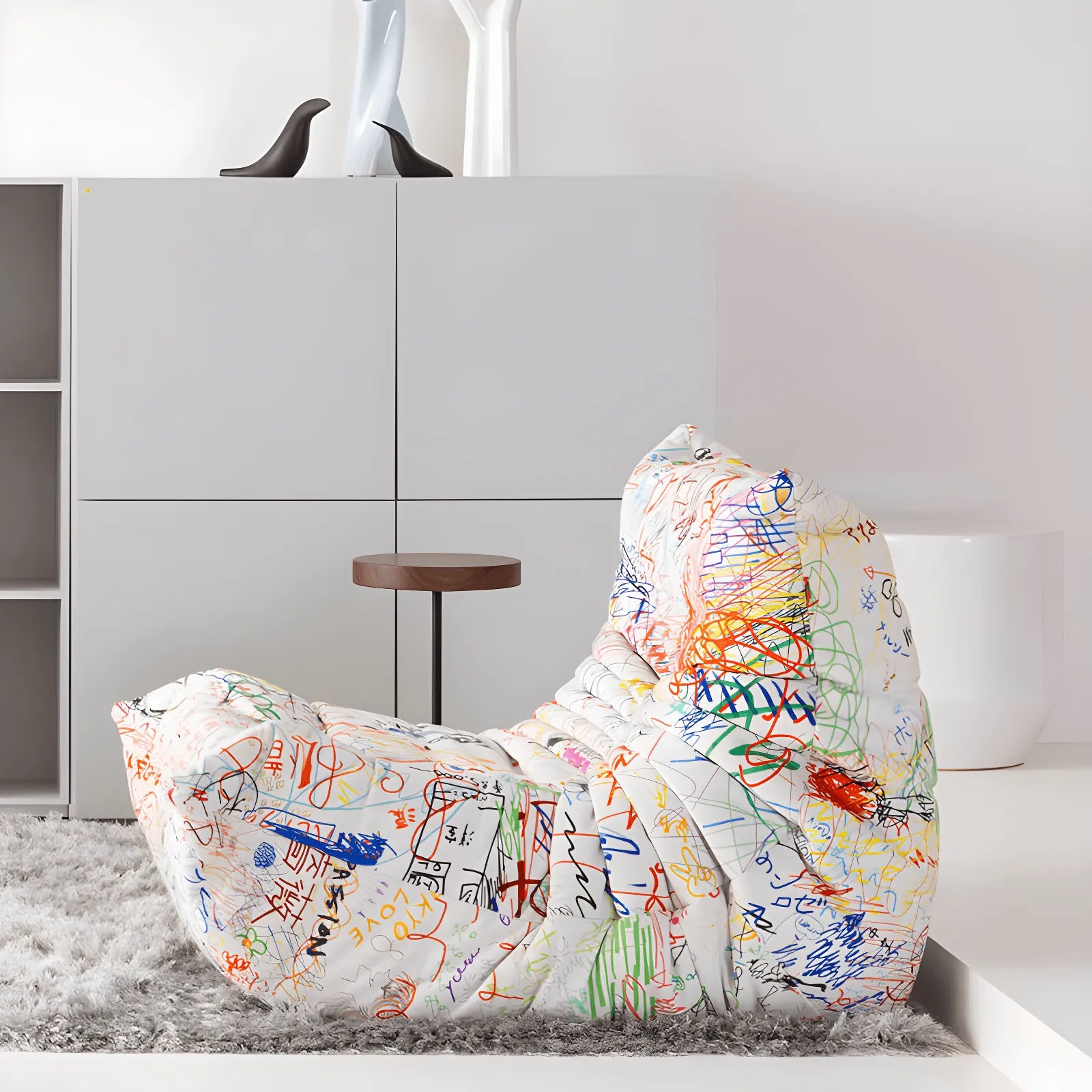 Graffiti Velvet Togo Sofa Caterpillar Chair for Artistic Living Rooms