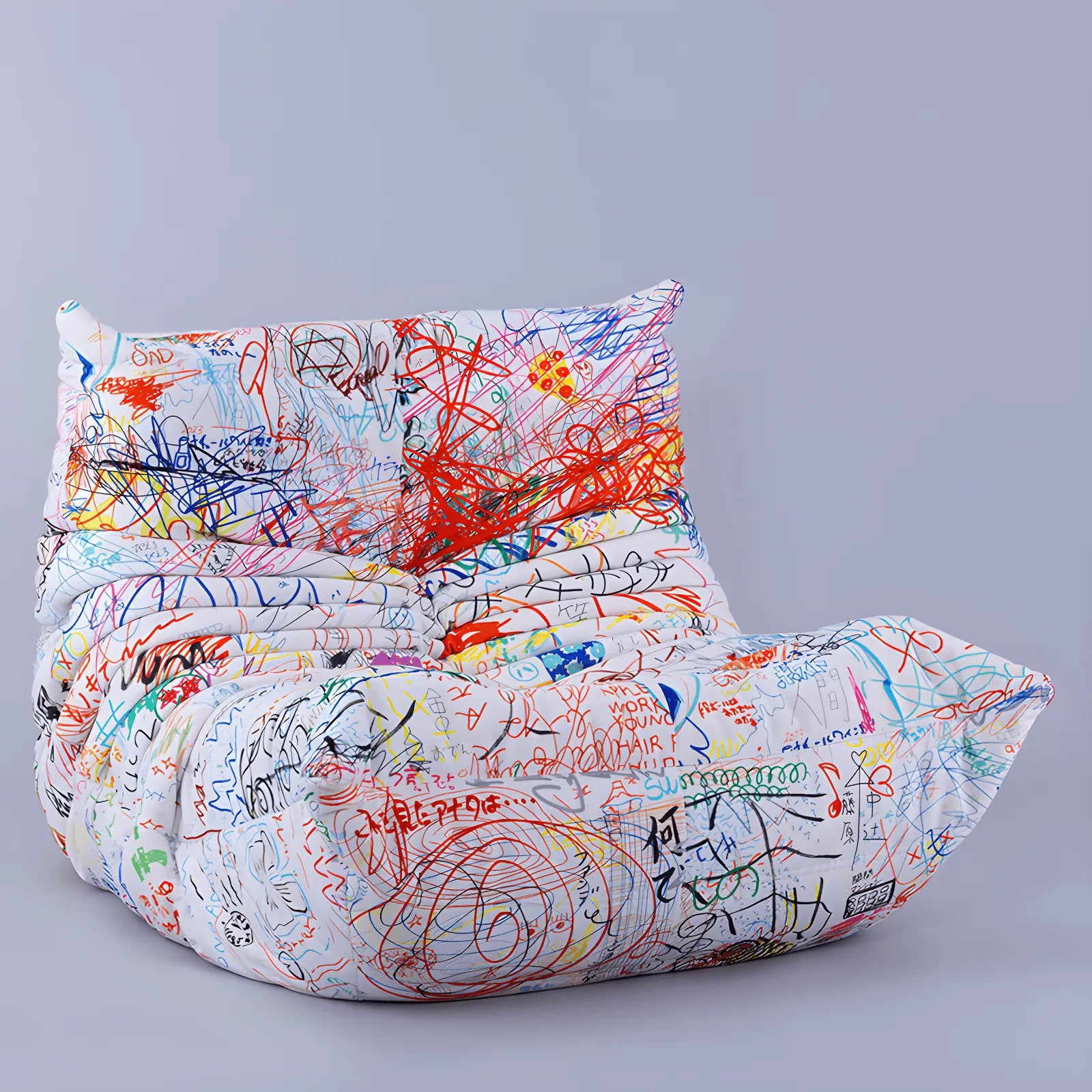 Graffiti Velvet Togo Sofa Caterpillar Chair for Artistic Living Rooms