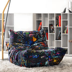 Graffiti Velvet Togo Sofa Caterpillar Chair for Artistic Living Rooms