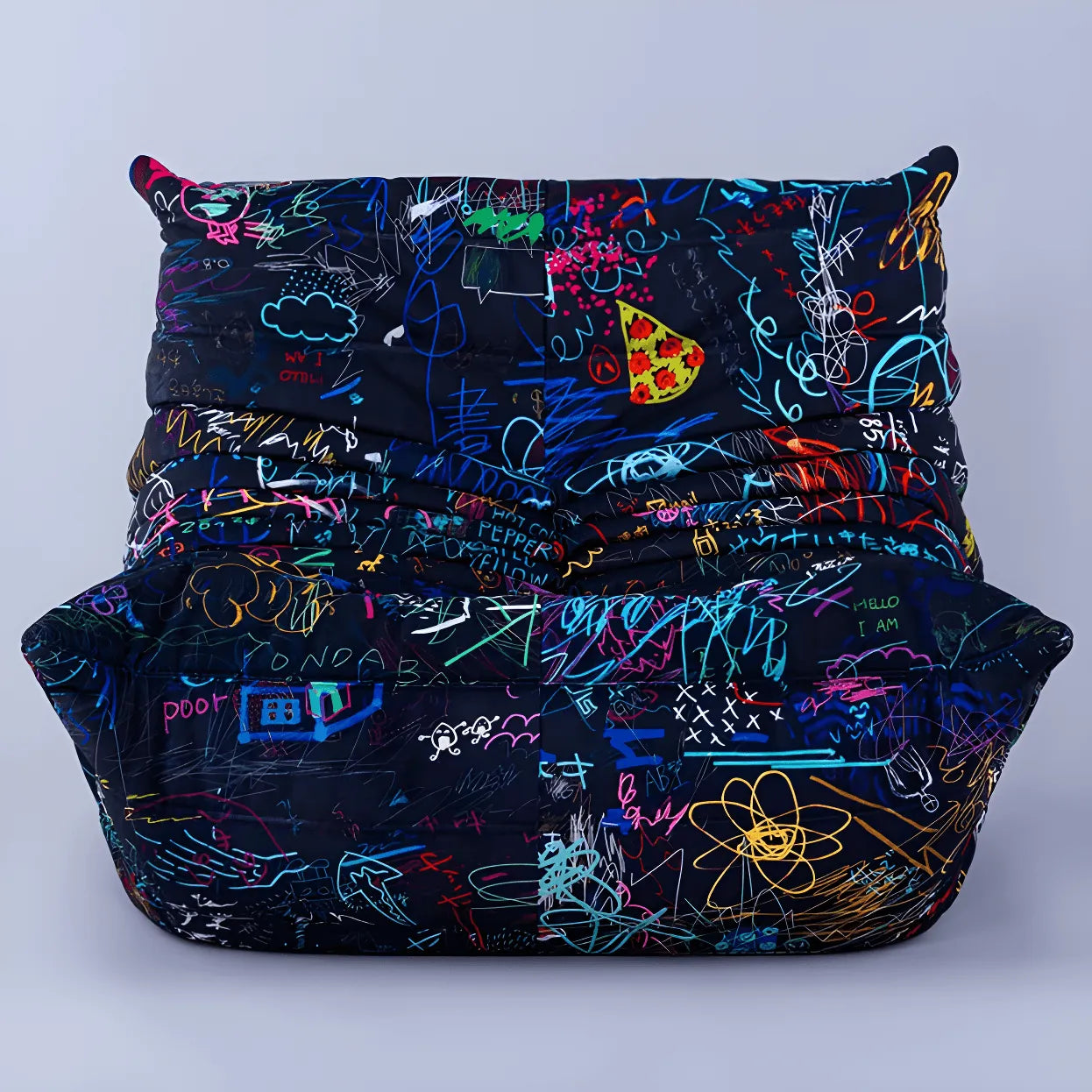 Graffiti Velvet Togo Sofa Caterpillar Chair for Artistic Living Rooms