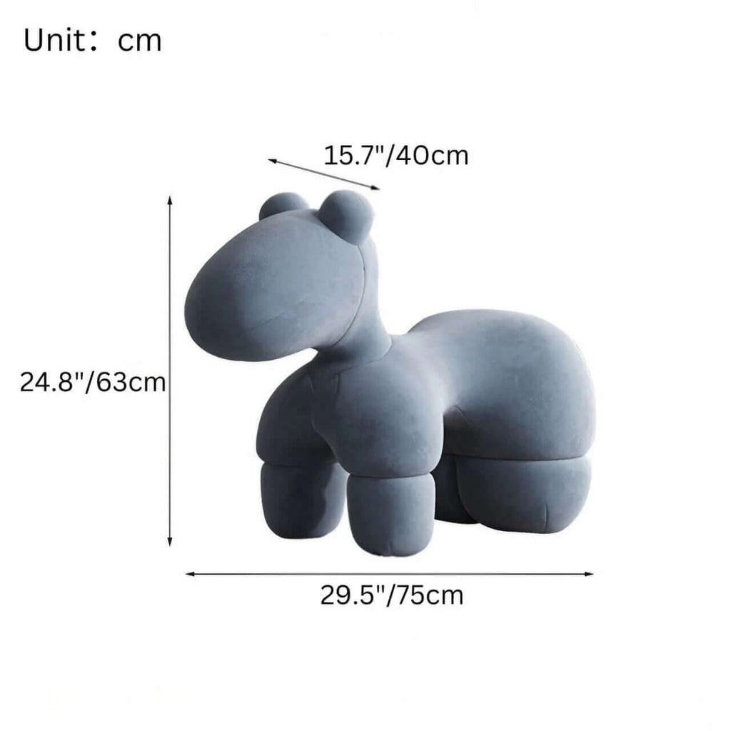 Gray kids' stool with pony design, creative latex single sofa chair for children dimensions