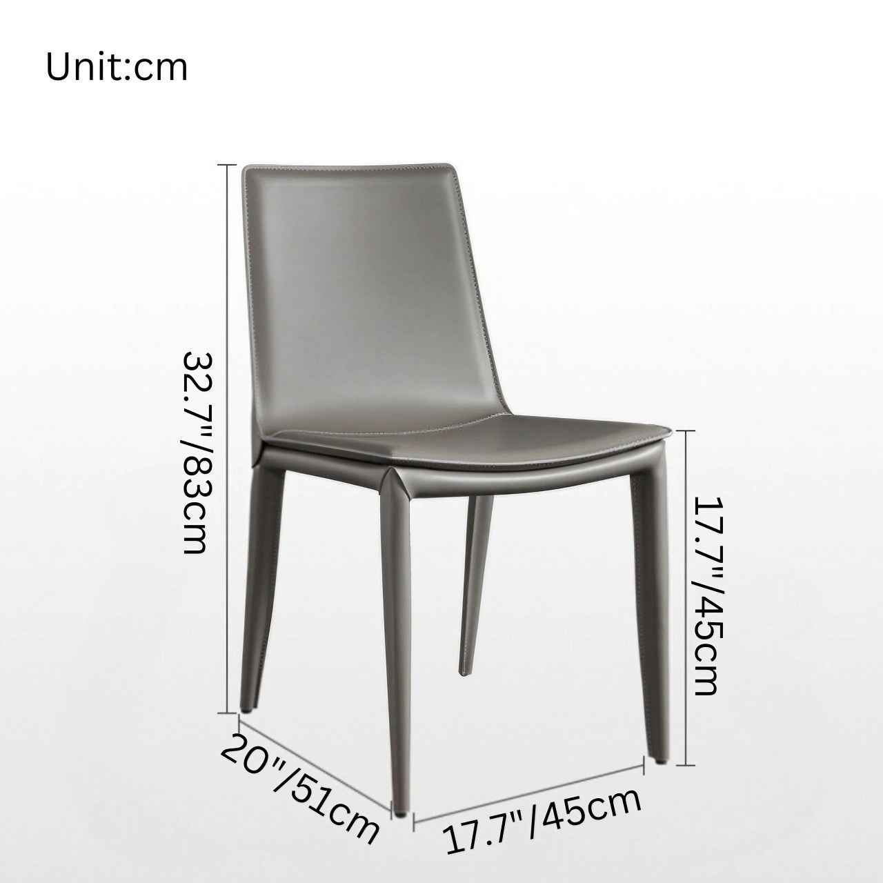 Gray Saddle Leather Carbon Steel Frame Single Dining Chair - Minimalist Luxury