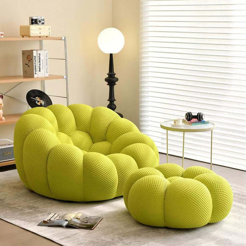Creative green football-shaped lazy sofa chair made with 3D knit fabric main product image