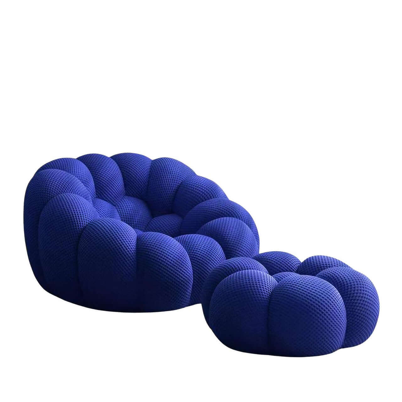 Creative green football-shaped lazy sofa chair made with 3D knit fabric