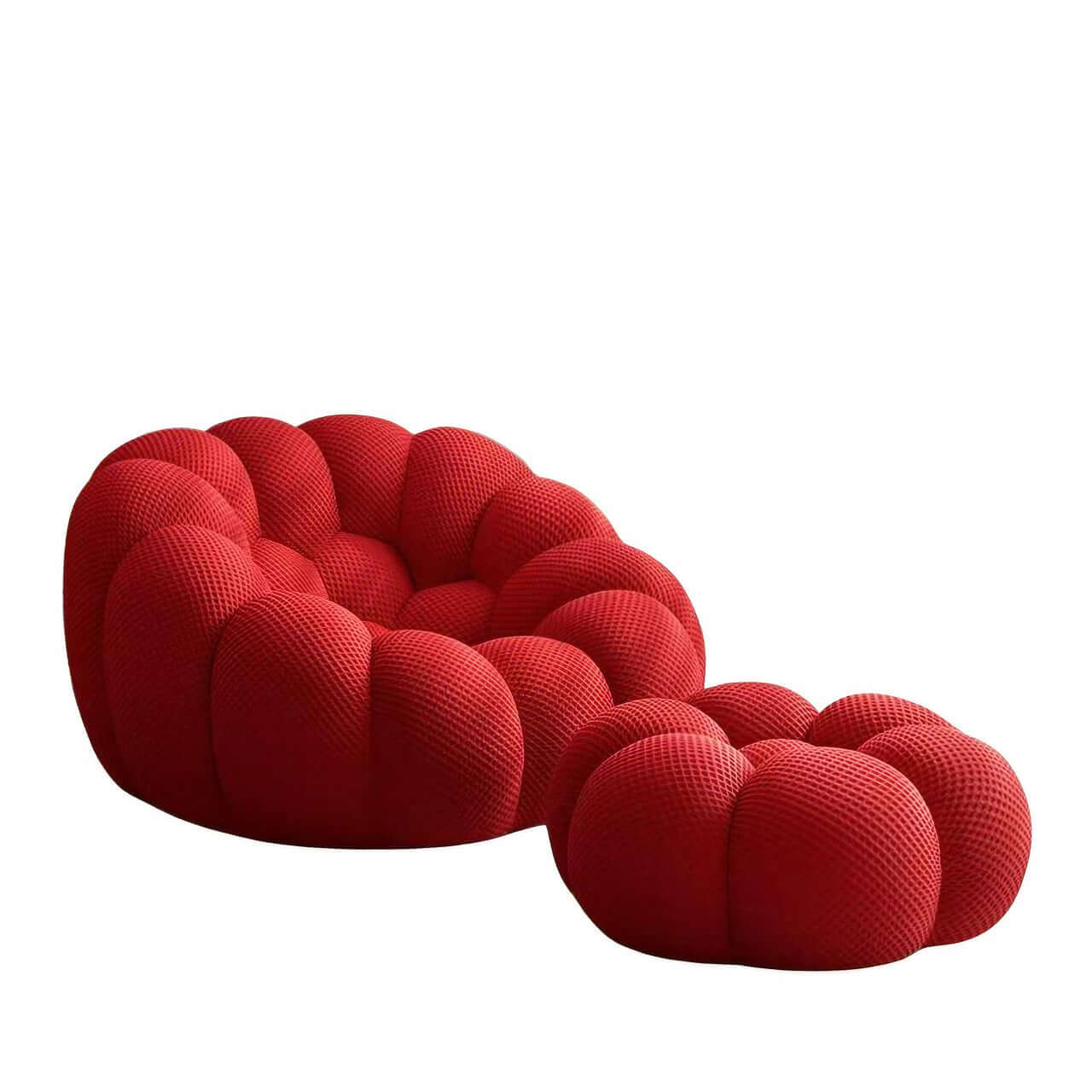 Creative green football-shaped lazy sofa chair made with 3D knit fabric