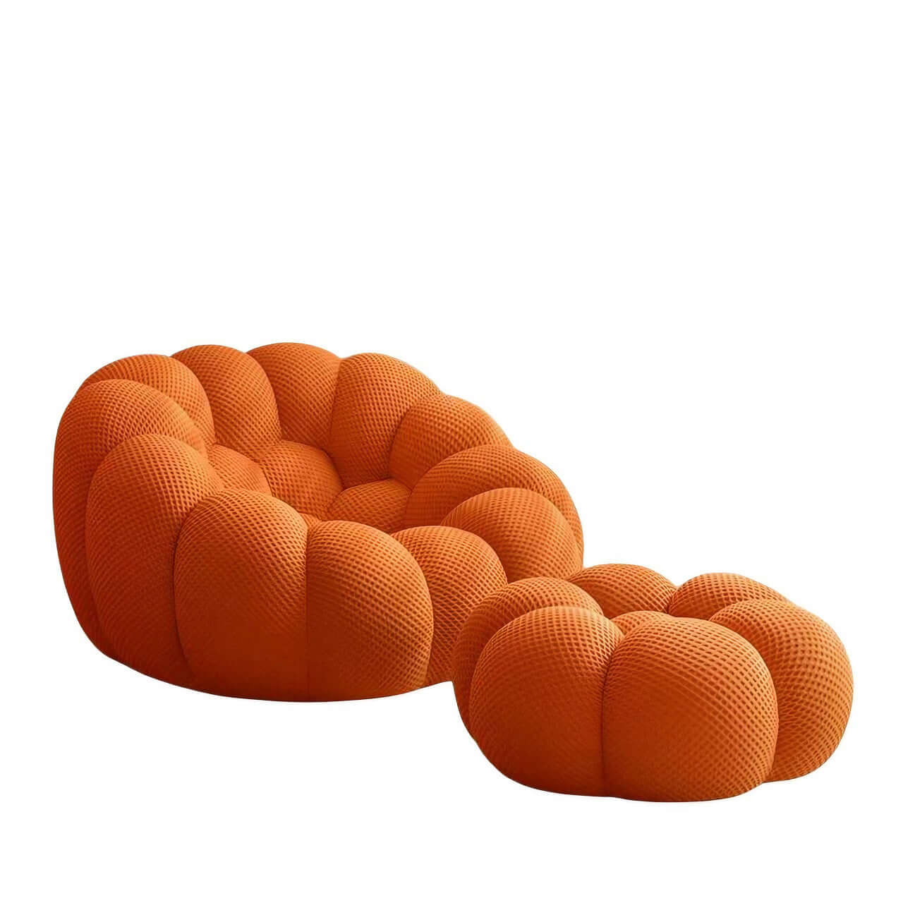 Creative green football-shaped lazy sofa chair made with 3D knit fabric