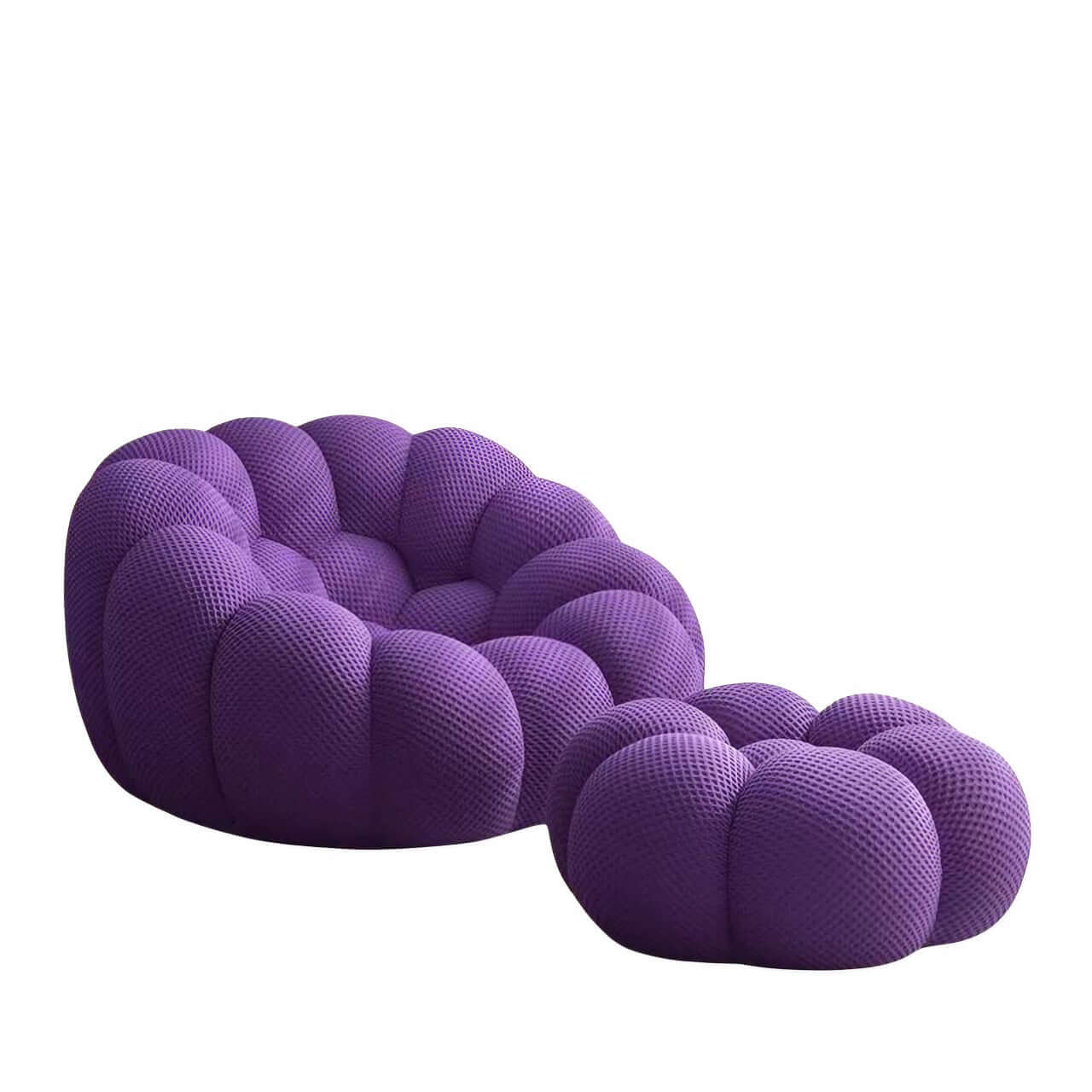 Creative green football-shaped lazy sofa chair made with 3D knit fabric