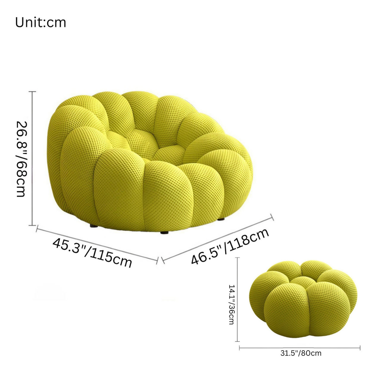 Modern Green 3D Knit Fabric Creative Football-Shaped Lazy Sofa Single Chair design