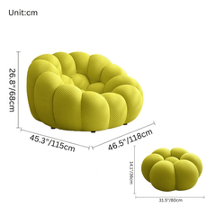 Modern Green 3D Knit Fabric Creative Football-Shaped Lazy Sofa Single Chair design