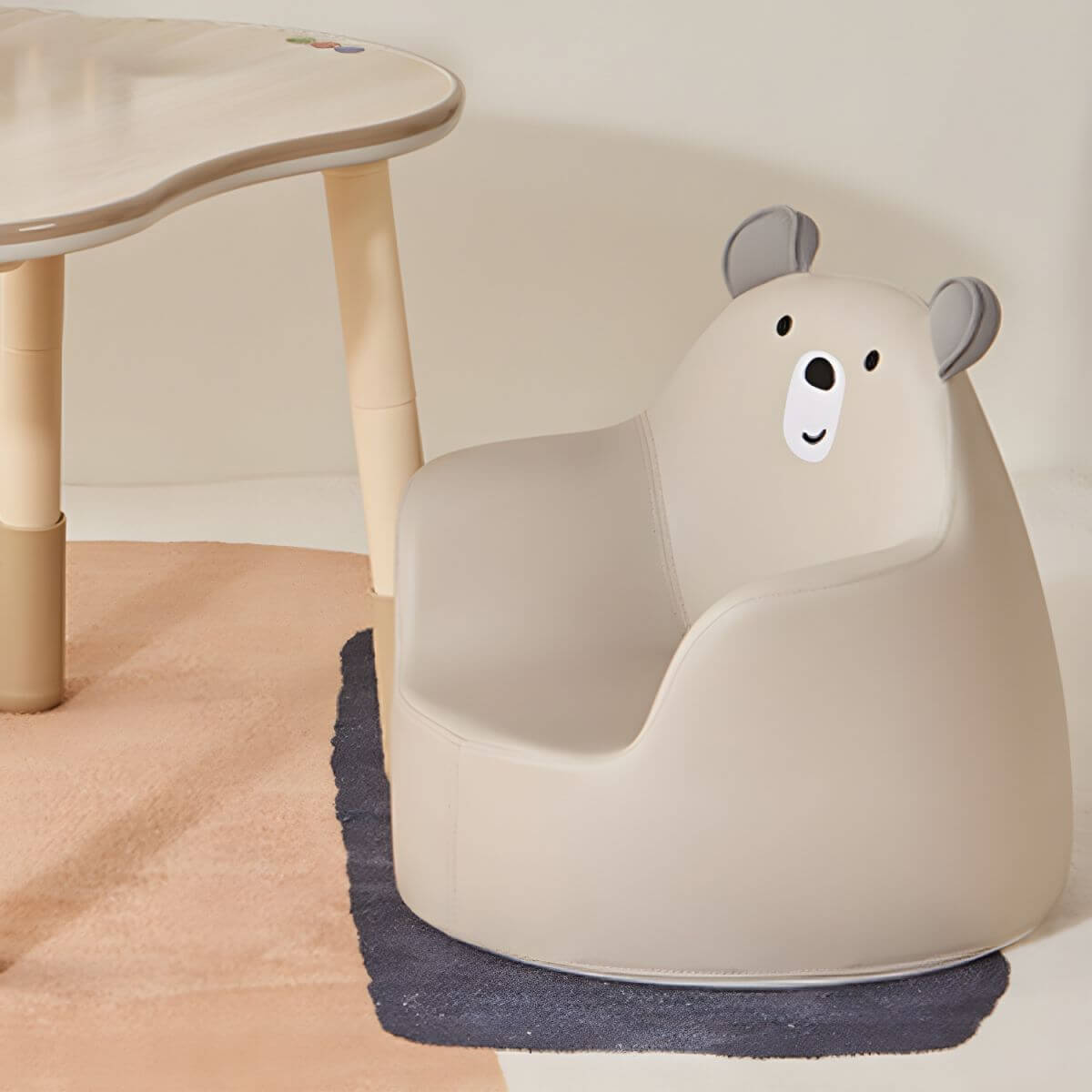 Grey Animal-Themed Club Chair for Kids - Soft Foam Upholstered Design