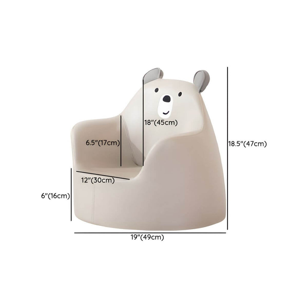 Grey Animal-Themed Club Chair for Kids - Soft Foam Upholstered Design Dimensions