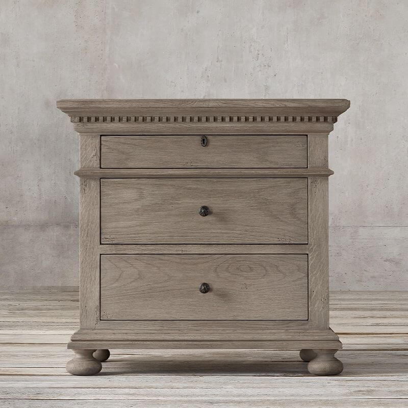 Grey Distressed Wood Traditional Drawer Storage Nightstand Secondary image