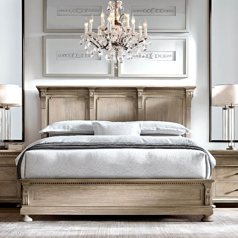 Grey Distressed Wood Traditional Drawer Storage Nightstand