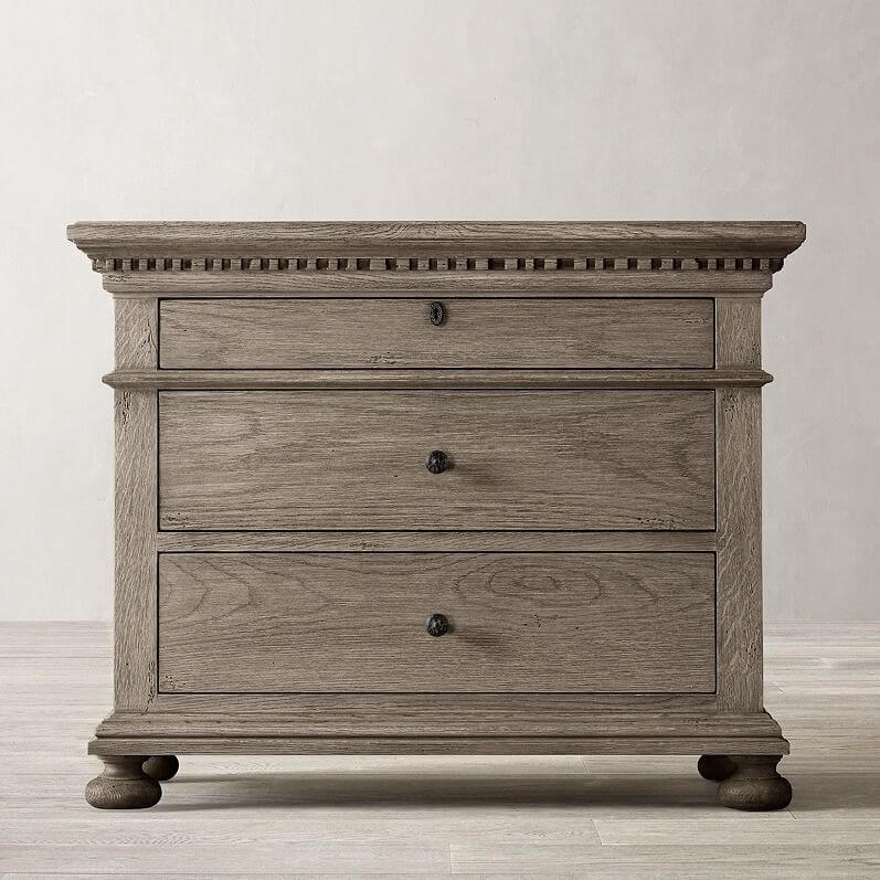 Grey Distressed Wood Traditional Drawer Storage Nightstand Main Product Image