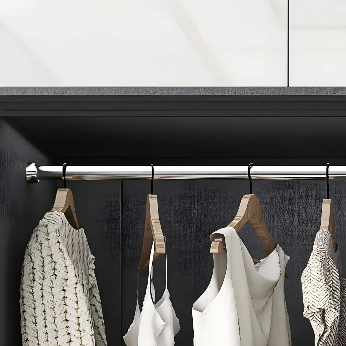 Grey Glass Wardrobe Armoire With Open Shelves And Drawers