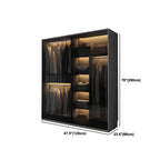 Grey Glass Wardrobe Armoire With Open Shelves And Drawers Dimensions