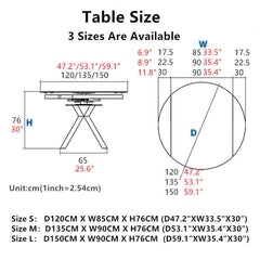 Grey Rock Slab Dining Table Set With 4 Chairs, Size S