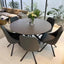 Grey Rock Slab Dining Table Set With 4 Chairs, Size S