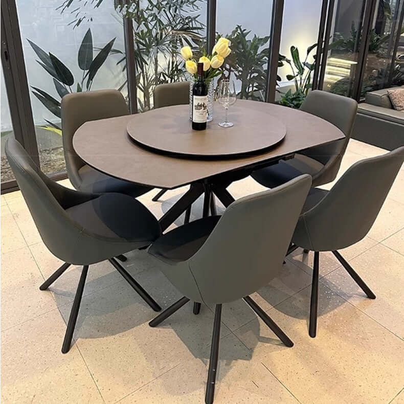 Grey Rock Slab Dining Table Set With 4 Chairs, Size S Main Product Image