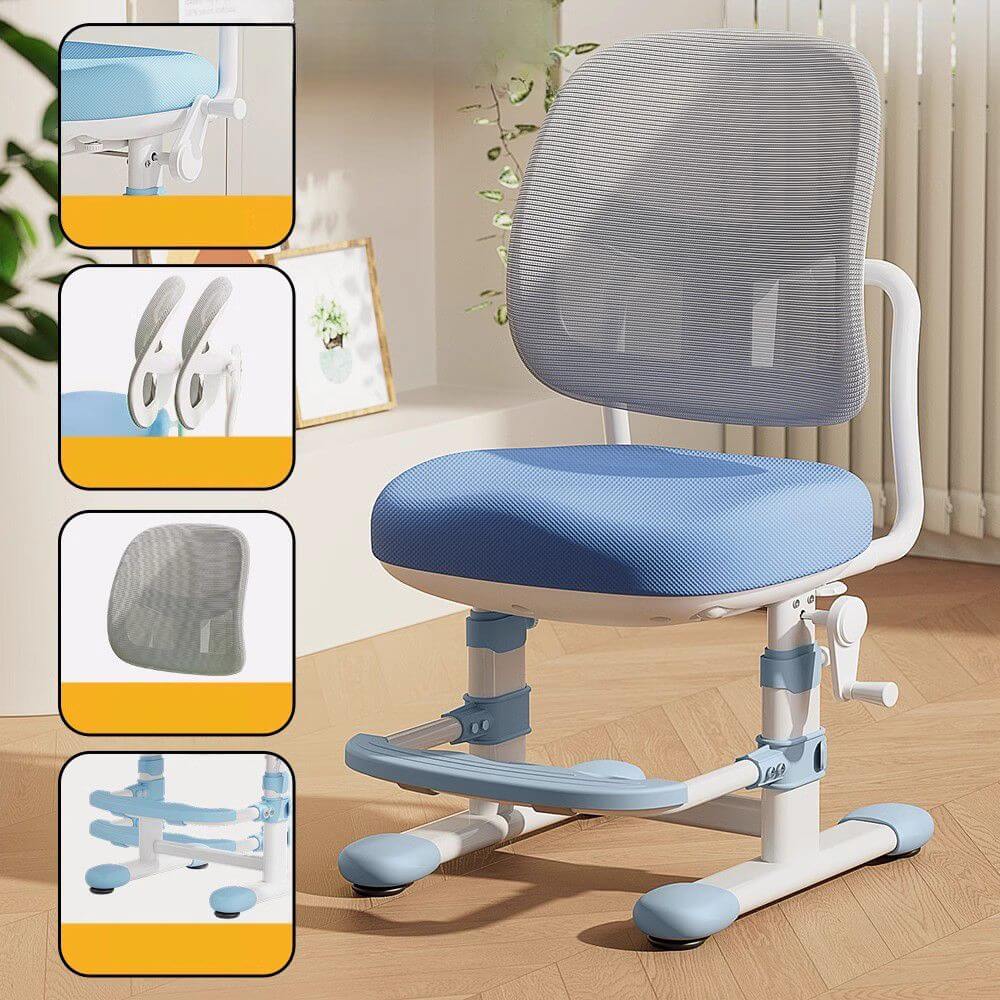 Grey Upholstered 1-Seater Sofa with Ottoman for Kids