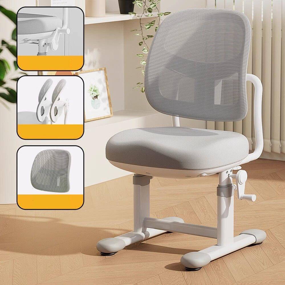 Grey Upholstered 1-Seater Sofa with Ottoman for Kids