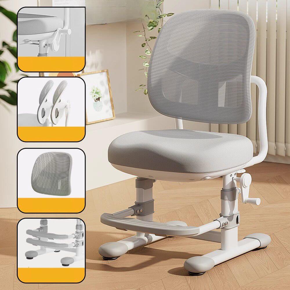 Grey Upholstered 1-Seater Sofa with Ottoman for Kids