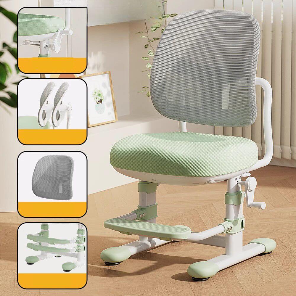 Grey Upholstered 1-Seater Sofa with Ottoman for Kids