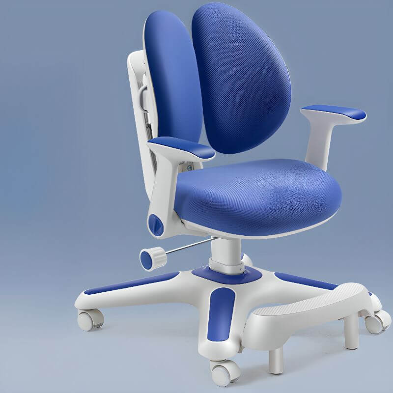 Grey Upholstered Kids Chair with Adjustable Height and Ergonomic Support