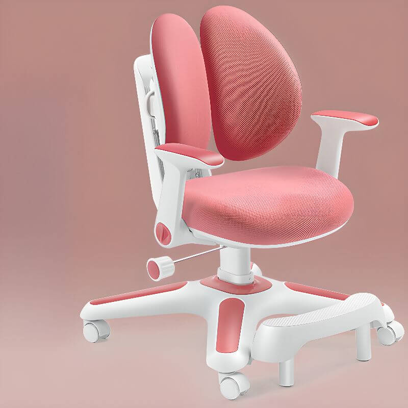 Grey Upholstered Kids Chair with Adjustable Height and Ergonomic Support