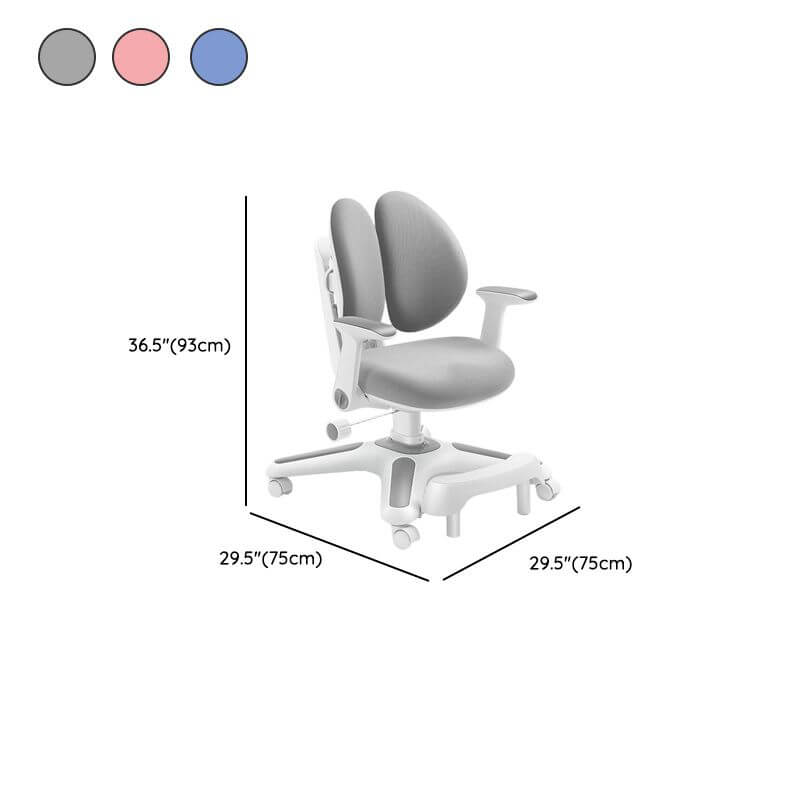 Grey Upholstered Kids Chair with Adjustable Height and Ergonomic Support Dimensions