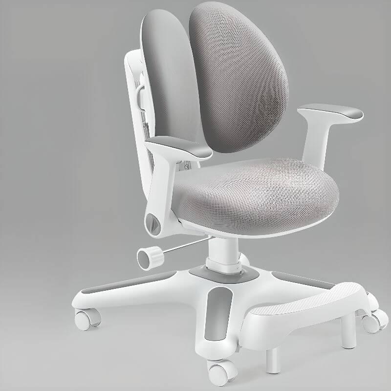 Grey Upholstered Kids Chair with Adjustable Height and Ergonomic Support Main Product Image Main image