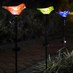 Hand-Blown Glass Bird Solar Path Lights – Outdoor LED Landscape Lighting