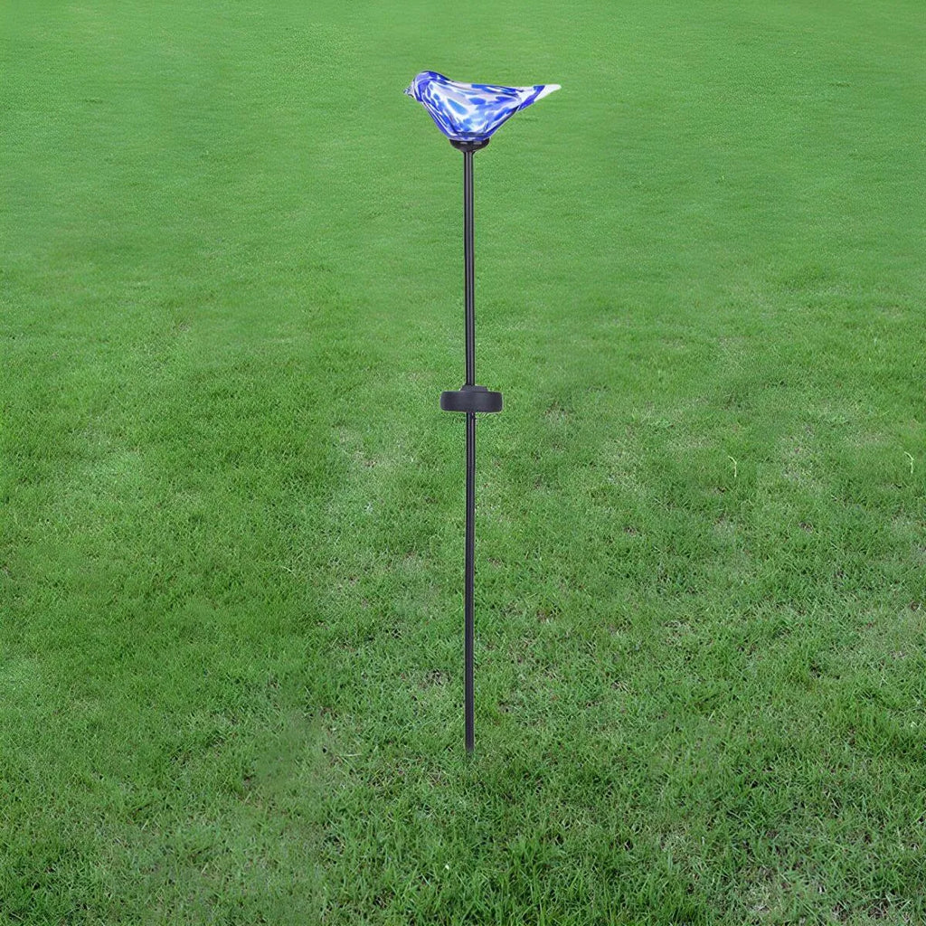 Hand-Blown Glass Bird Solar Path Lights – Outdoor LED Landscape Lighting