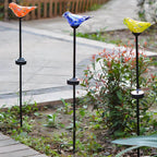 Hand-Blown Glass Bird Solar Path Lights – Outdoor LED Landscape Lighting Main Product Image
