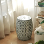 Hand-Painted Blue and White Ceramic Drum Side Table for Elegant Living Spaces