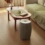 Hand-Painted Blue and White Ceramic Drum Side Table for Elegant Living Spaces