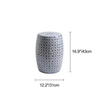 Hand-Painted Blue and White Ceramic Drum Side Table for Elegant Living Spaces Dimensions