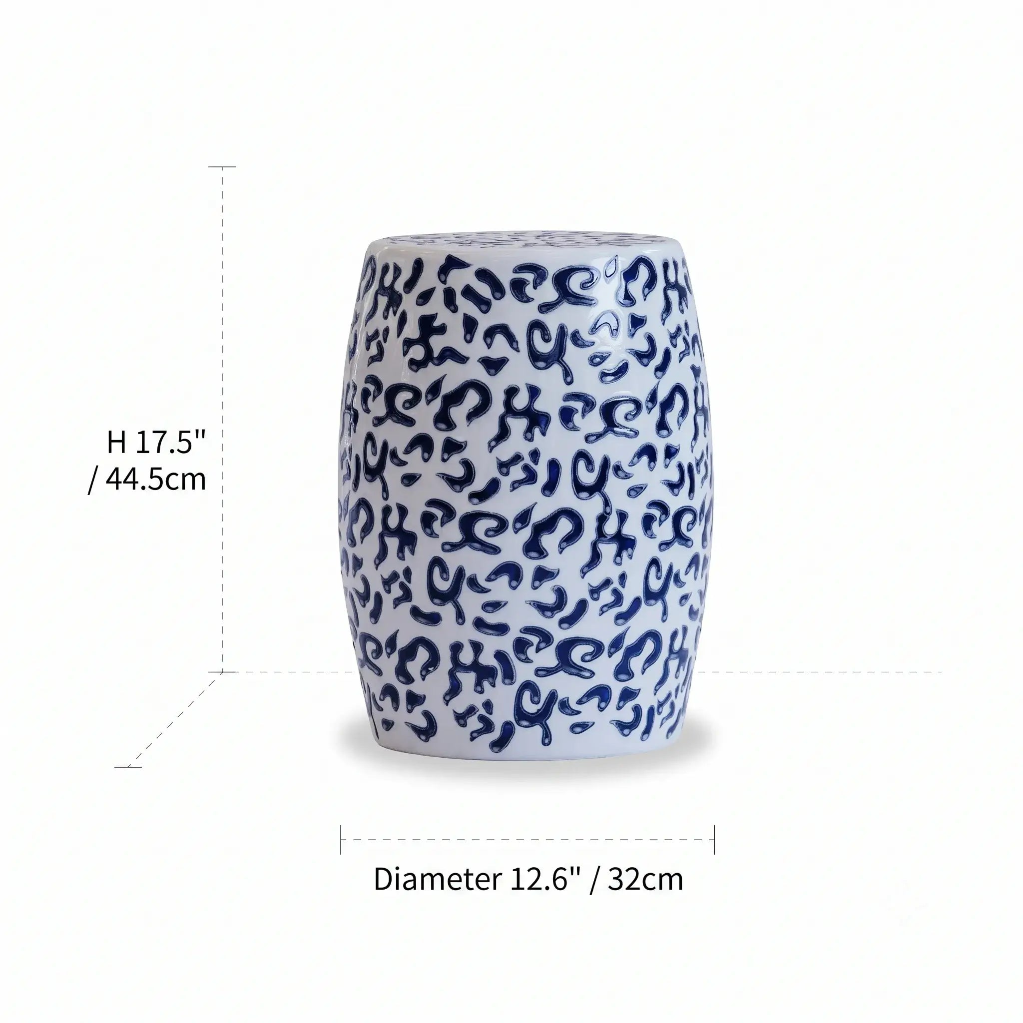 Hand-Painted Ceramic Side Table Stool With French Vintage Cat Motifs