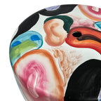 Hand-Painted Glossy Ceramic Drum Side Table With Gallery Style Appeal