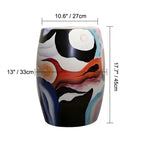 Hand-Painted Glossy Ceramic Drum Side Table With Gallery Style Appeal Dimensions