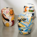 Hand-Painted Glossy Ceramic Drum Side Table With Gallery Style Appeal Main Product Image