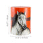 Hand-Painted Horse Motif Ceramic Drum Side Table in Vivid Orange Red Dimensions